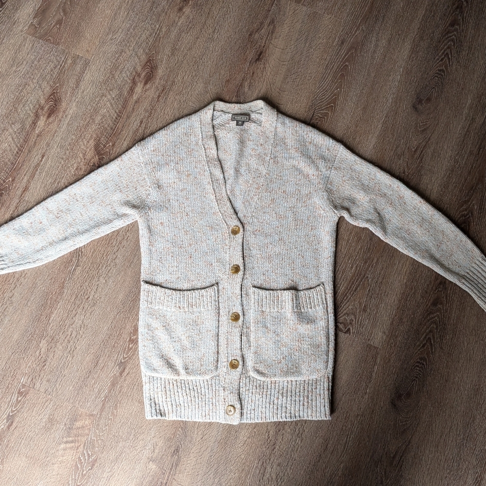 J. Crew Point Sur Marled Blue and Rose Long V-Neck Cardigan